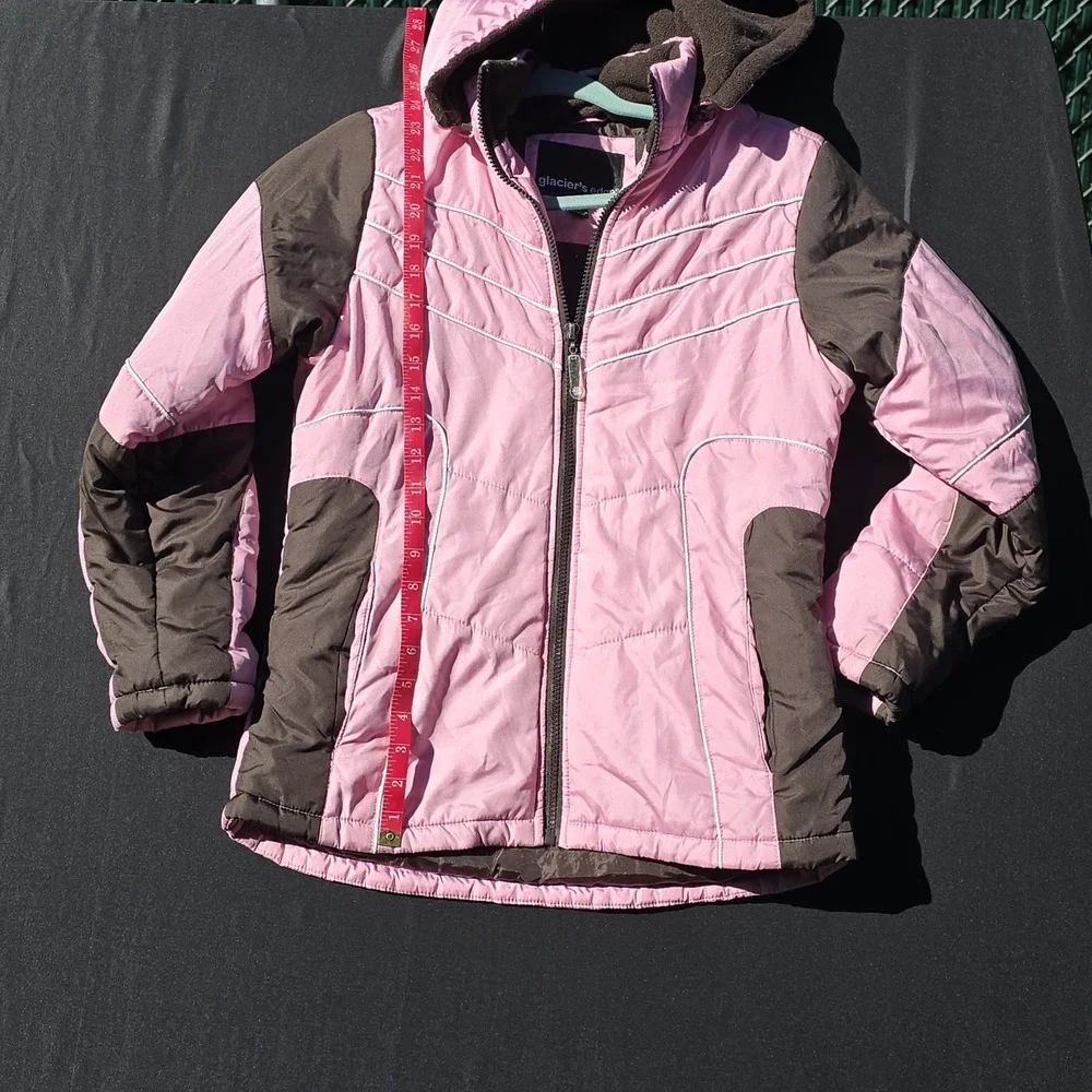 Glacier's Edge Girls Size 14 Pink Brown Hooded Insulated Winter Ski Jacket